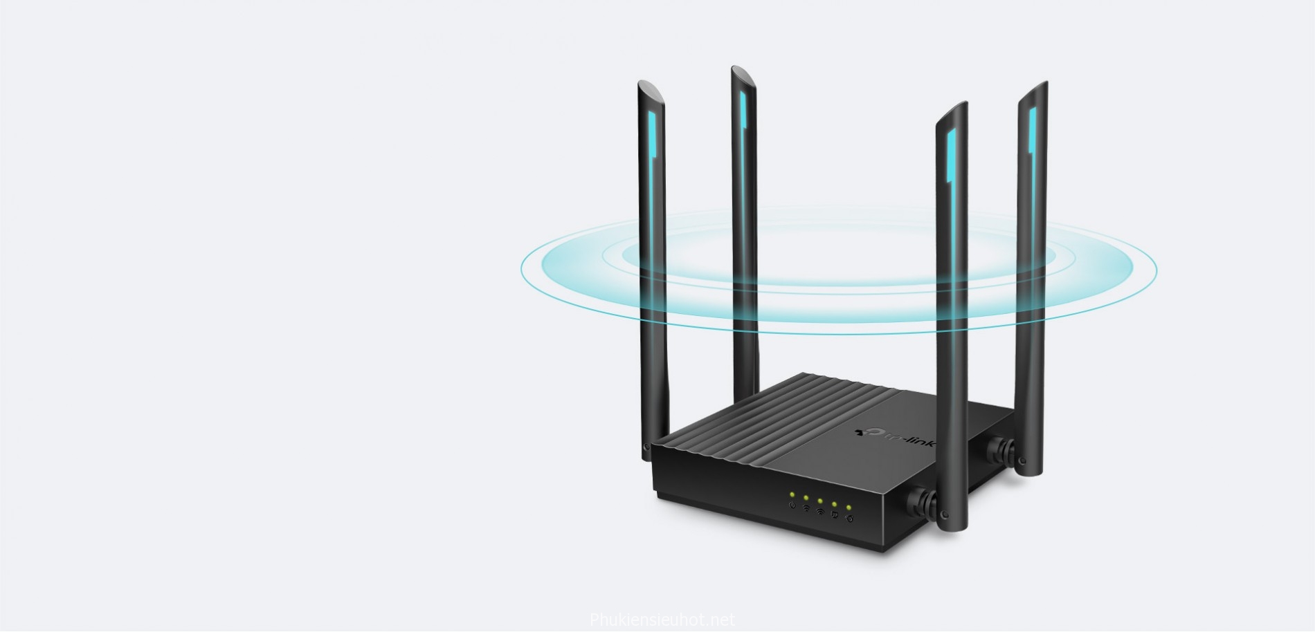 Bộ phát WiFi TP-Link Archer C64 với công nghệ MU-MIMO, tốc độ AC1200, 4 anten ngoài, và 4 cổng LAN Gigabit
