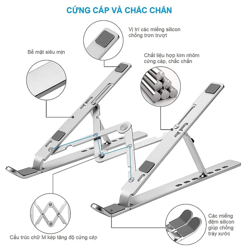 Kệ đỡ laptop chống gù, thiết kế gọn nhẹ, chịu lực mạnh mẽ