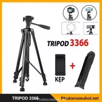 Chân giá đỡ điện thoại, máy ảnh Tripod 3366 cao 140cm có tay cầm quay phim chuyên Youtuber (Hàng loại 1)