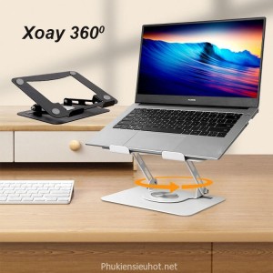 Giá Đỡ Laptop, Ipad Xoay 360 T16 Bằng Nhôm, Có Thể Điều Chỉnh Độ Cao, Tải Trọng 4Kg