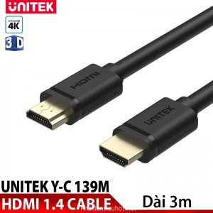 Cáp HDMI UNITEK Y-C 139M Dài 3m (4k Ultra HD1.4v & 3D) Chính Hãng