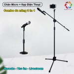Combo Chân Micro Đứng Kèm Giá Kẹp Điện Thoại, Phụ Kiện Hoàn Hảo Cho Thu Âm, Hát Karaoke