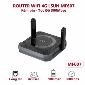 Bộ phát sóng WiFi di động 4G LSUN MF607 Xài Pin 5000mAh (Tốc độ 300Mbps, 2 Anten, 32 User, Có Cổng LAN)