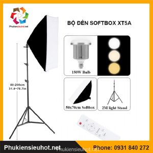 Bộ Đèn Softbox Studio Cao Cấp XT5A - Kèm Đèn Led 150W Đổi 3 Màu, Softbox 50x70cm, Chân Đèn 8806 Cao 2m