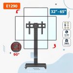 Giá Treo Tivi Di Động Ergotek E1290 Xoay TV Ngang Dọc 90°, Bánh Xe Tiện Lợi, Tương Thích TV 32-65inch