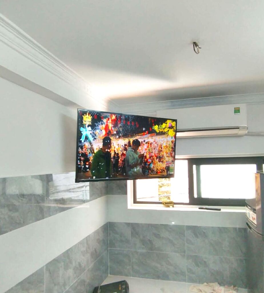 Lắp thực tế giá treo tivi xoay P4-G cho tivi 43 inch góc tường chữ A