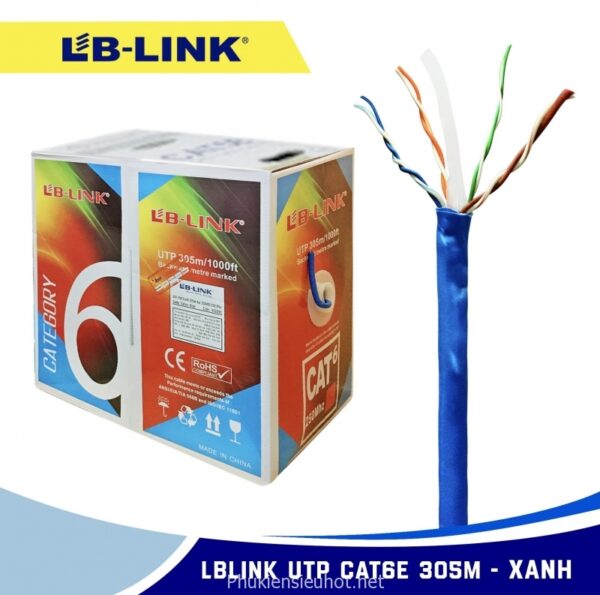 1-43.jpg Dây Cáp Mạng Lan LB-LINK CAT6 UTP Chính Hãng, Thùng Cuộn Dài 305m - Màu Xanh /Trắng