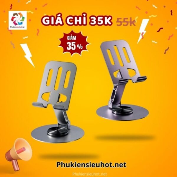 Giá Đỡ Điện Thoại Hợp Kim Nhôm, Xoay 360 Gấp Gọn, Để Bàn Tiện Dụng