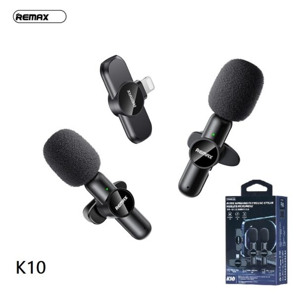 Micro Thu Âm Không Dây Cài Áo LiveStream Remax K10 Lightning (Bộ 2 Micro)