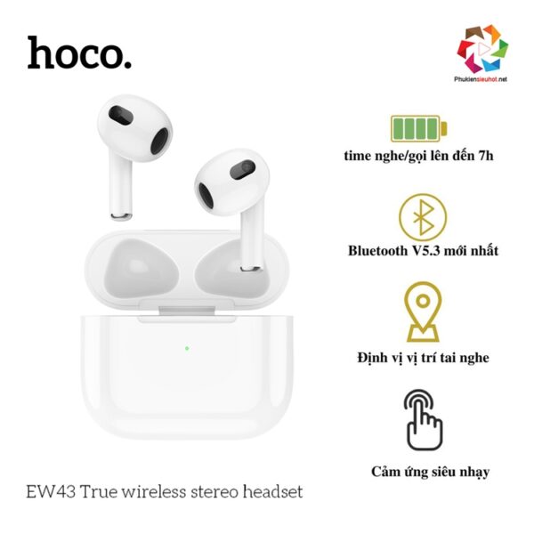 Tai Nghe Bluetooth Hoco EW43 Chính Hãng, Nghe Nhạc 7H, Định Vị, Tích Hợp Micro Đàm Thoại