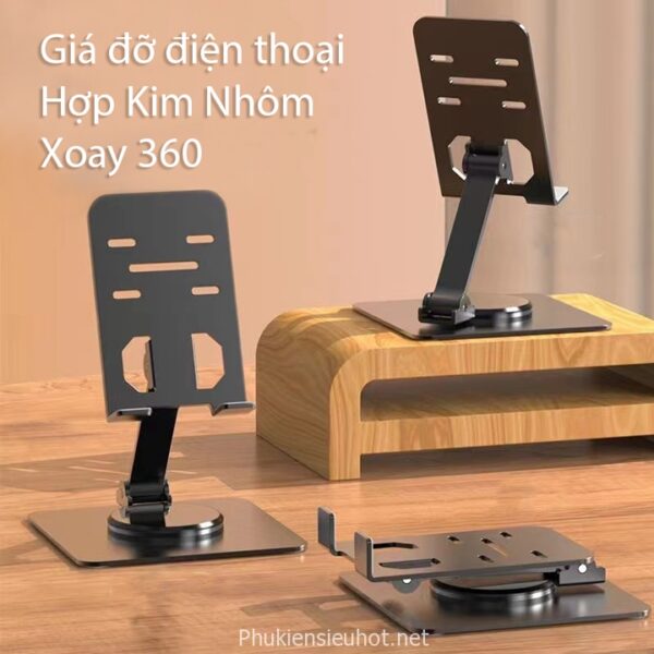 Giá Đỡ Điện Thoai, IPad Hợp Kim Nhôm, Xoay Đa Năng 360 Độ, Xếp Gọn Bỏ Túi