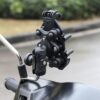 Giá đỡ kẹp điện thoại xe máy M286 — Chống rung, có mái che nắng & khóa chống trộm