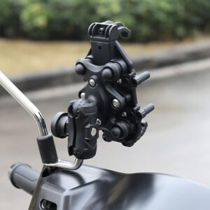 Giá đỡ kẹp điện thoại xe máy M286 — Chống rung, có mái che nắng & khóa chống trộm