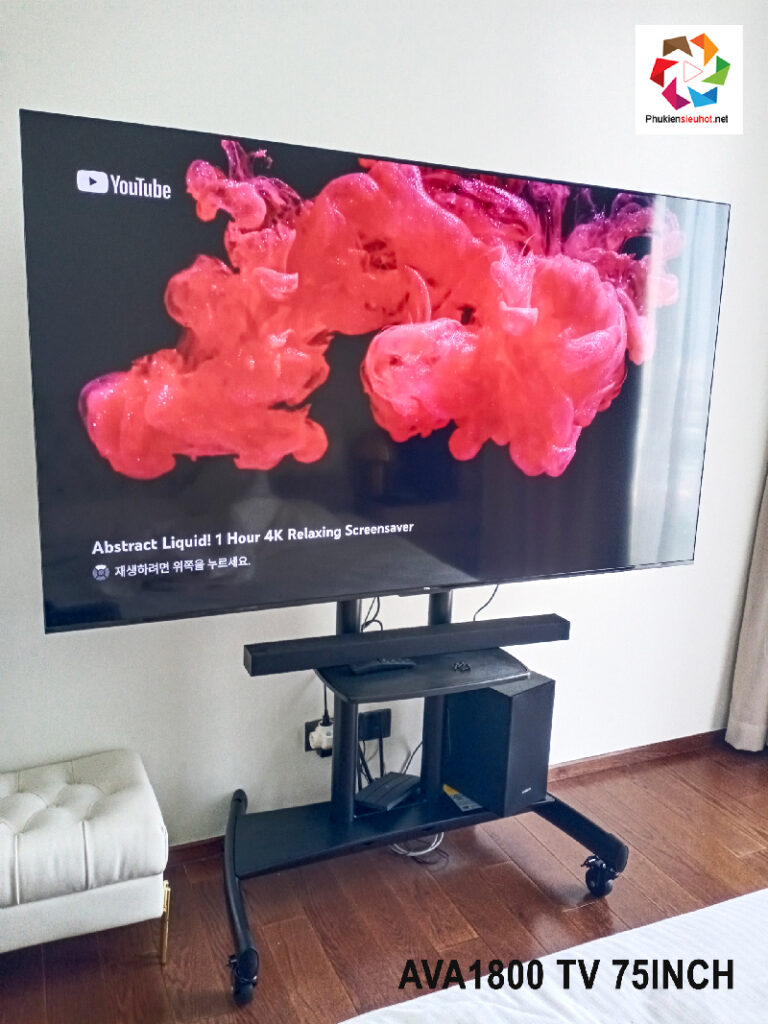 Lắp thực tế giá treo tivi di động AVA1800 TV 75inch