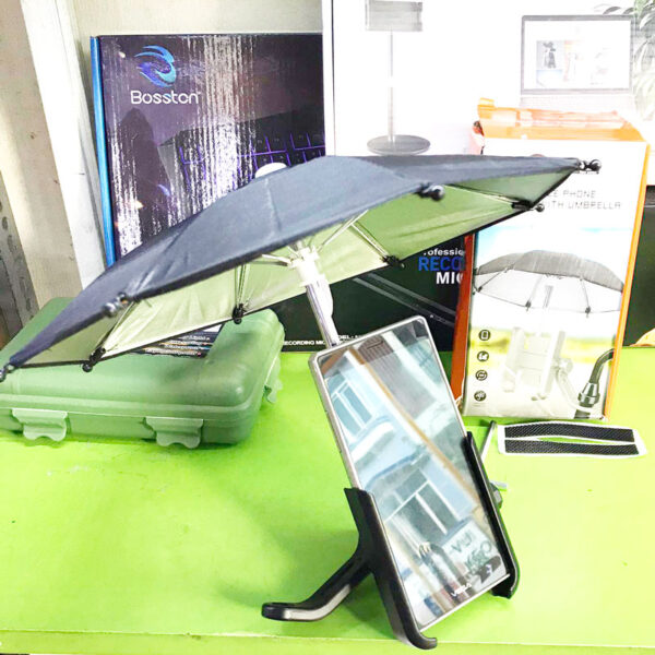 Giá đỡ kẹp điện thoại xe máy kim loại M302 kèm dù mini che năng, che mưa tiện lợi