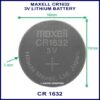 Pin maxell CR1632 vỉ 5 viên 3V Lithium – kích thước