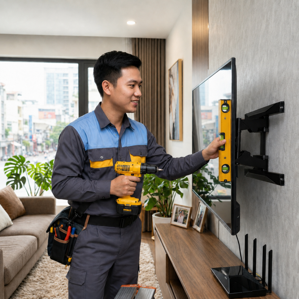 Thợ lắp đặt giá treo tivi tại TPHCM