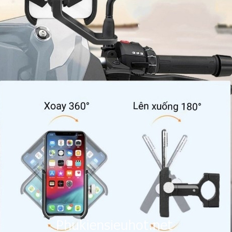 Giá Đỡ Điện Thoại Gắn Chân Gương Xe Máy A1000 – Chắc Chắn, Chống Rung, Xoay Linh Hoạt