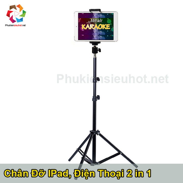Chân Giá đỡ iPad 3 chân cao 2m, xoay đa năng