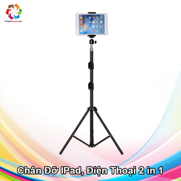 Chân Giá đỡ iPad 3 chân cao 2m, xoay đa năng