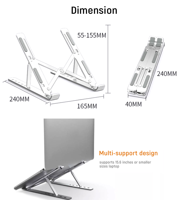 kích thuoc Giá đỡ tản nhiệt laptop, macbook hợp kim nhôm gấp gọ