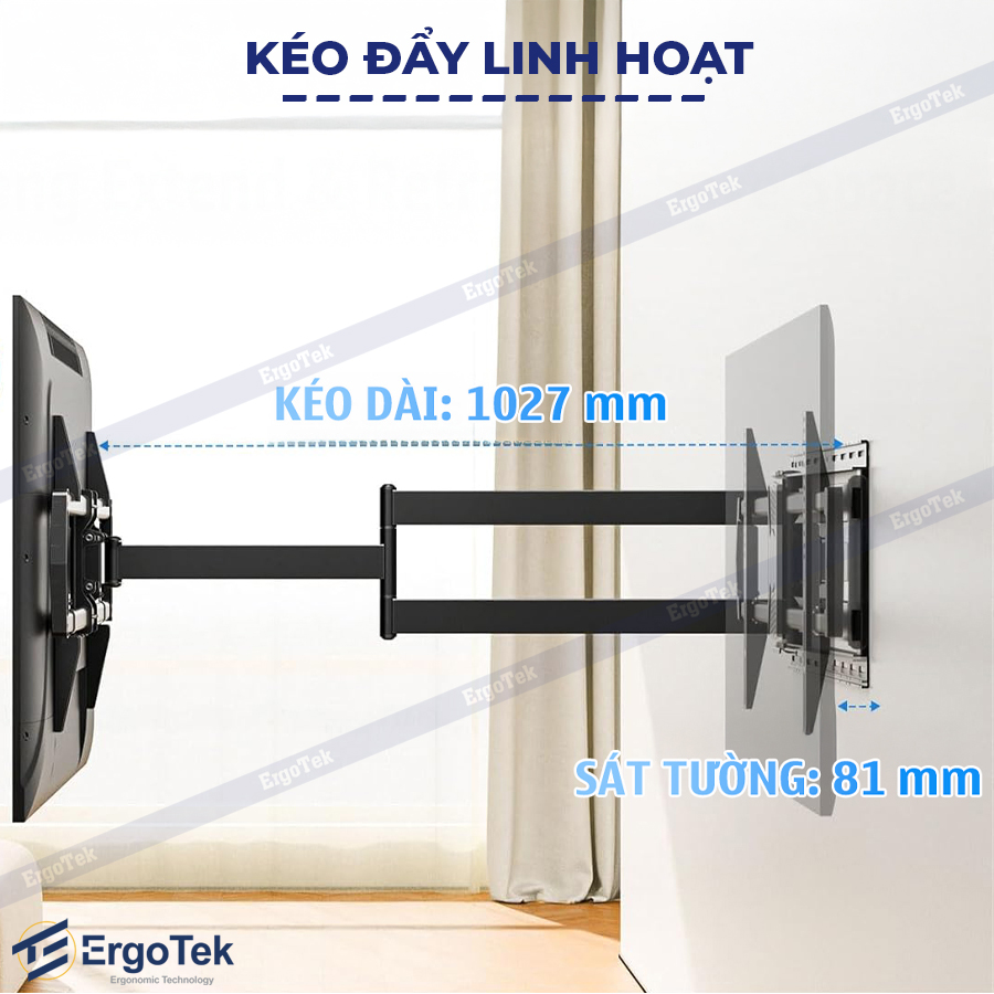 Giá Treo Tivi Xoay vuông góc 90 độ Ergotek E900 TV 47-90inch tay dài 1 m