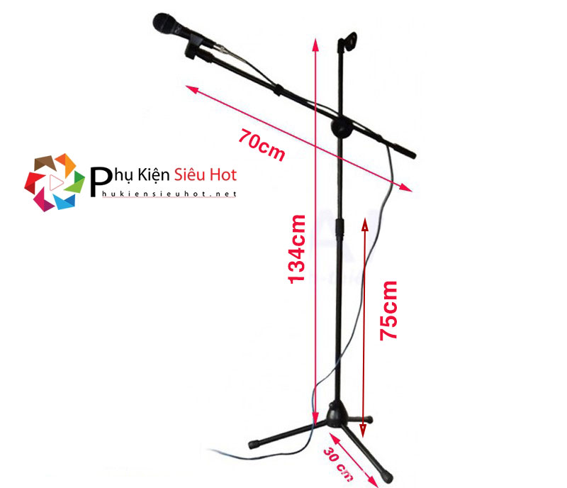 kích thước Chân Micro đứng, Micro Stand dùng cho phòng thu, sân khấu ca nhạc
