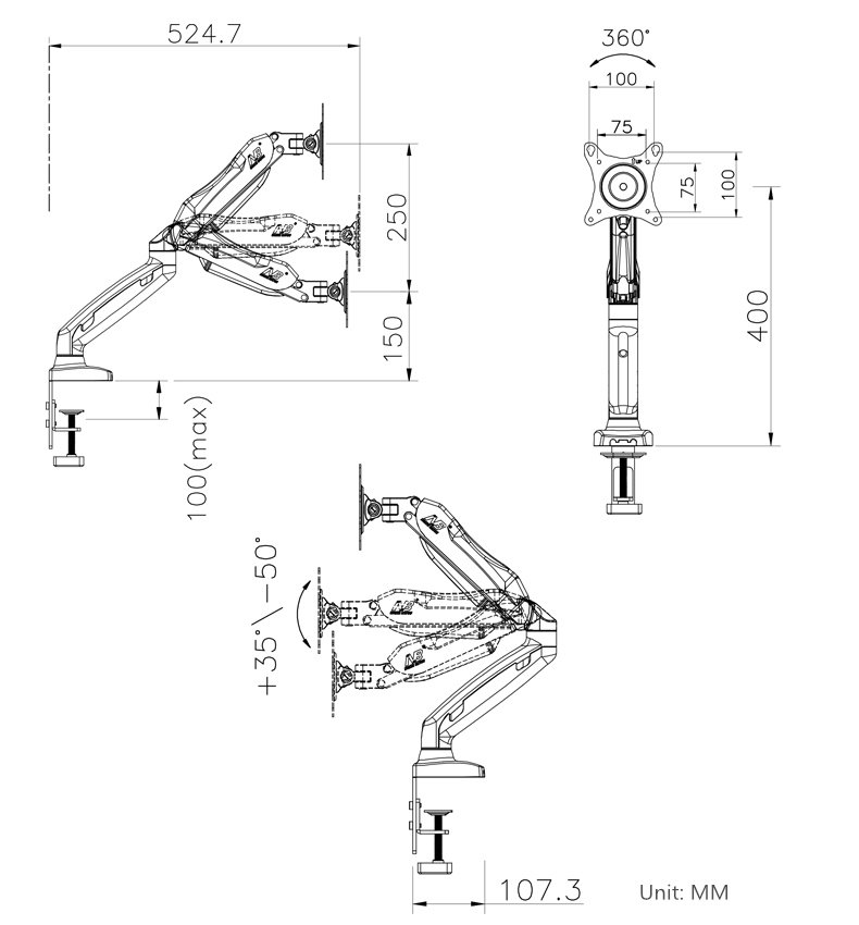 Thông số Giá treo màn hình máy tính North Bayou NB-F80 17-32 inch
