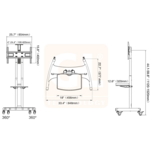 Thông số giá treo TiVi Di Động Nhập Khẩu AVA1500-1PG (32-75 inch)