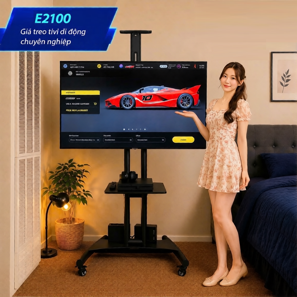Giá Treo Tivi Di Động ErgoTek E2100 32–79 Inch có bánh xe di chuyển