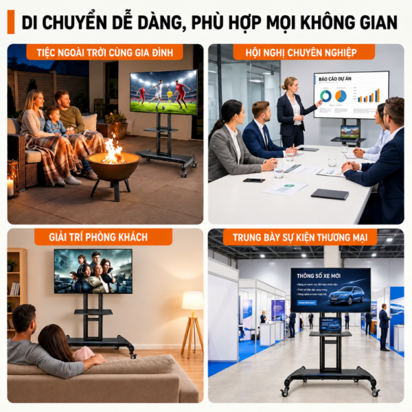 Chân Treo Tivi Di Động ErgoTek E2100 32–79 Inch