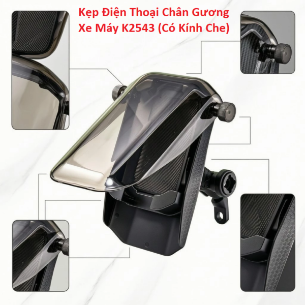Kẹp Điện Thoại Gắn Chân Gương Xe Máy K2543 xe ôm công nghệ